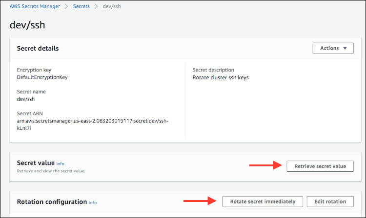 Figure 7: Set the "Secret value" and "Rotation configuration"