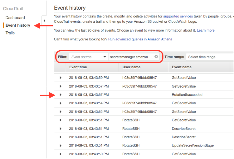 Figure 9: The "Event history" window