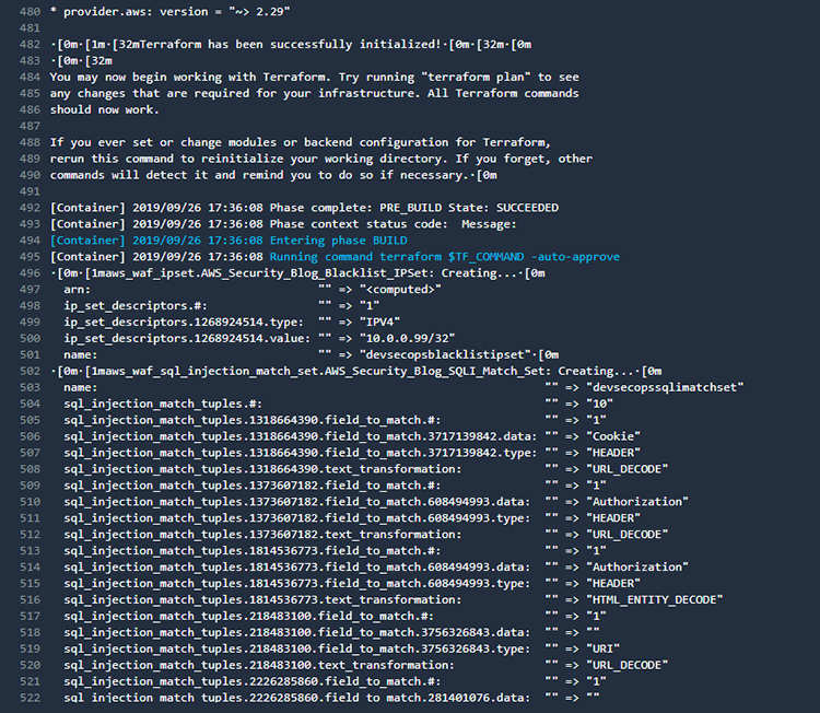 Figure 18: CodeBuild tail logs