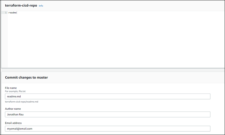 Figure 3: CodeCommit editing files