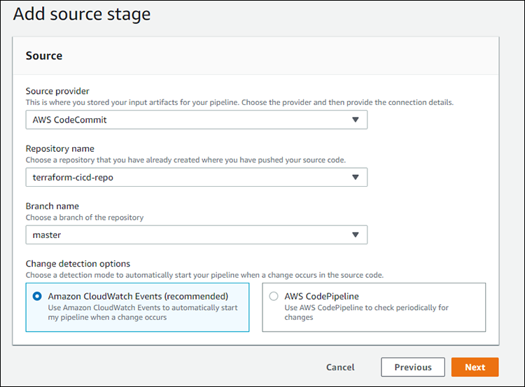 Figure 6: CodePipeline source stage