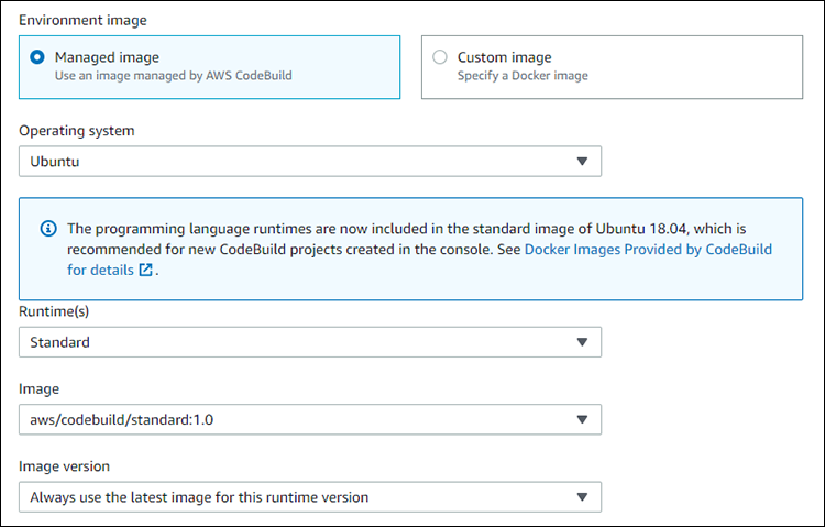 Figure 7: CodeBuild environment image