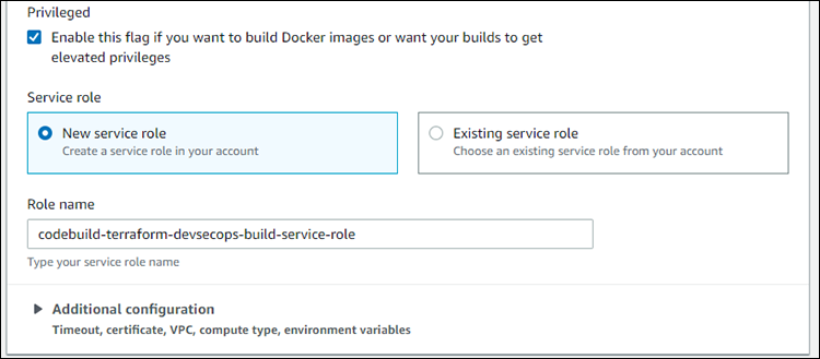 Figure 8: CodeBuild service role