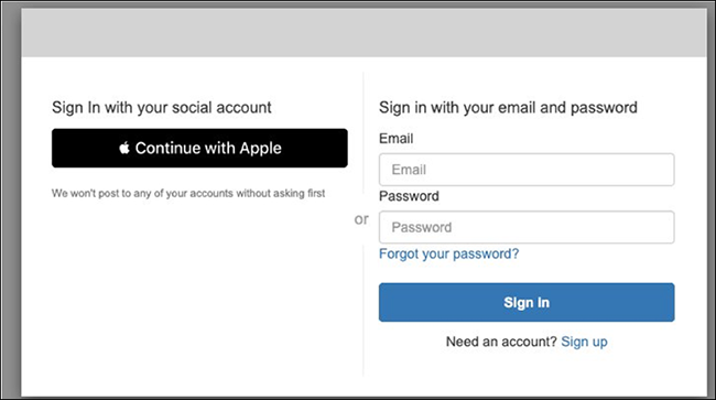 Figure 3: "Continue with Apple" button