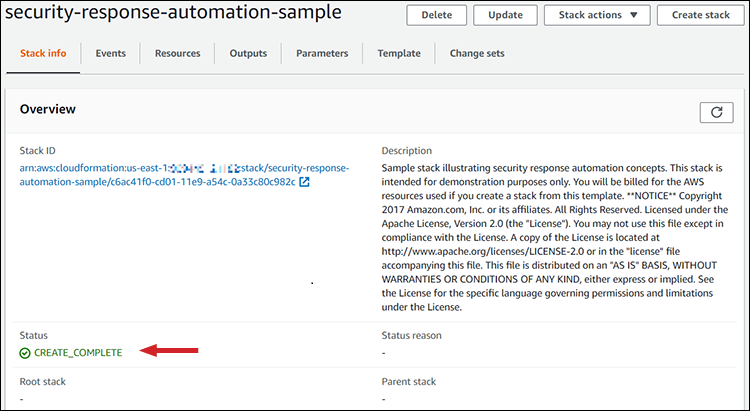 図4：CREATE_COMPLETEステータス