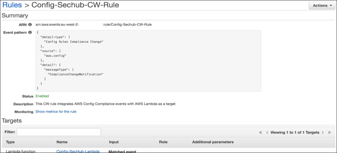Figure 4: Look for Config-Sechub-CW-Rule