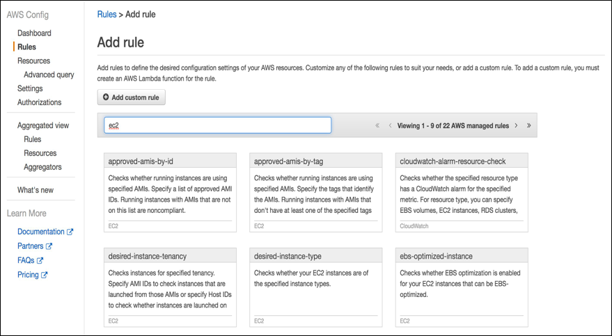Figure 5: AWS Config "add rule" page