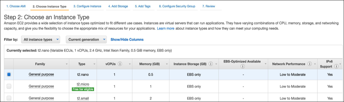 Figure 7: Choose your instance type