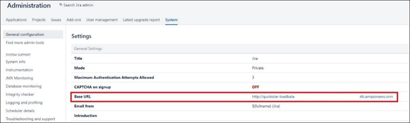 Figure 6 - Base URL in JIRA