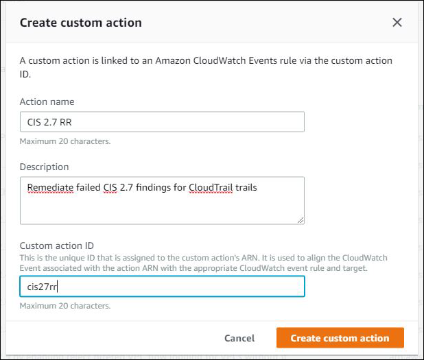 Figure 2 - Create custom action