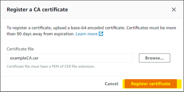 Figure 6: Register a CA certificate