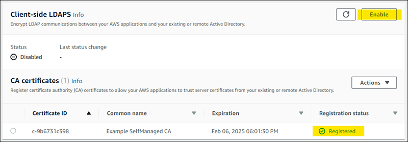 Figure 7: Check the “Registration status” and then select “Enable”