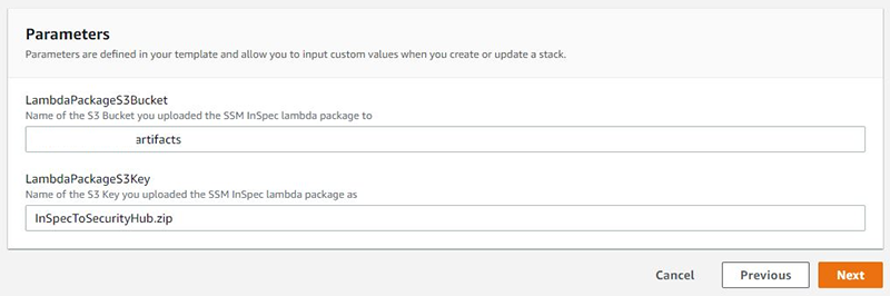 Figure 2: CloudFormation parameters
