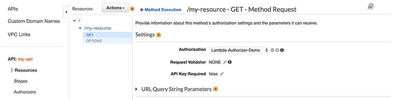 Figure 4: Select your API authorizer
