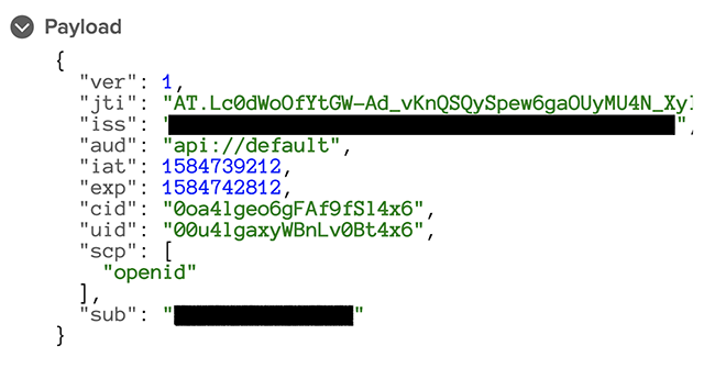 Figure 7: JSON object that does not contain the email scope