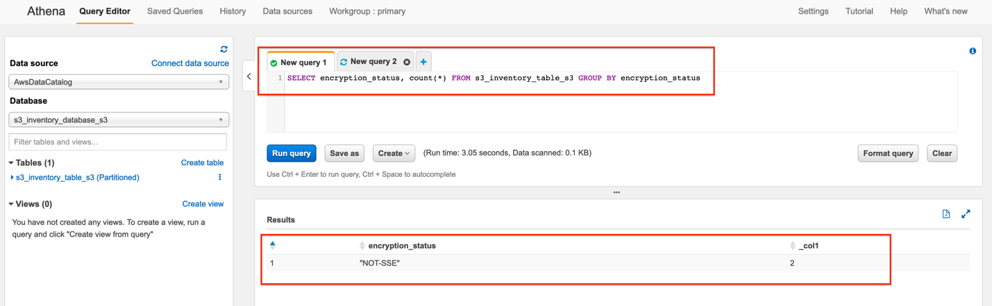Figure 7: Query results in Athena