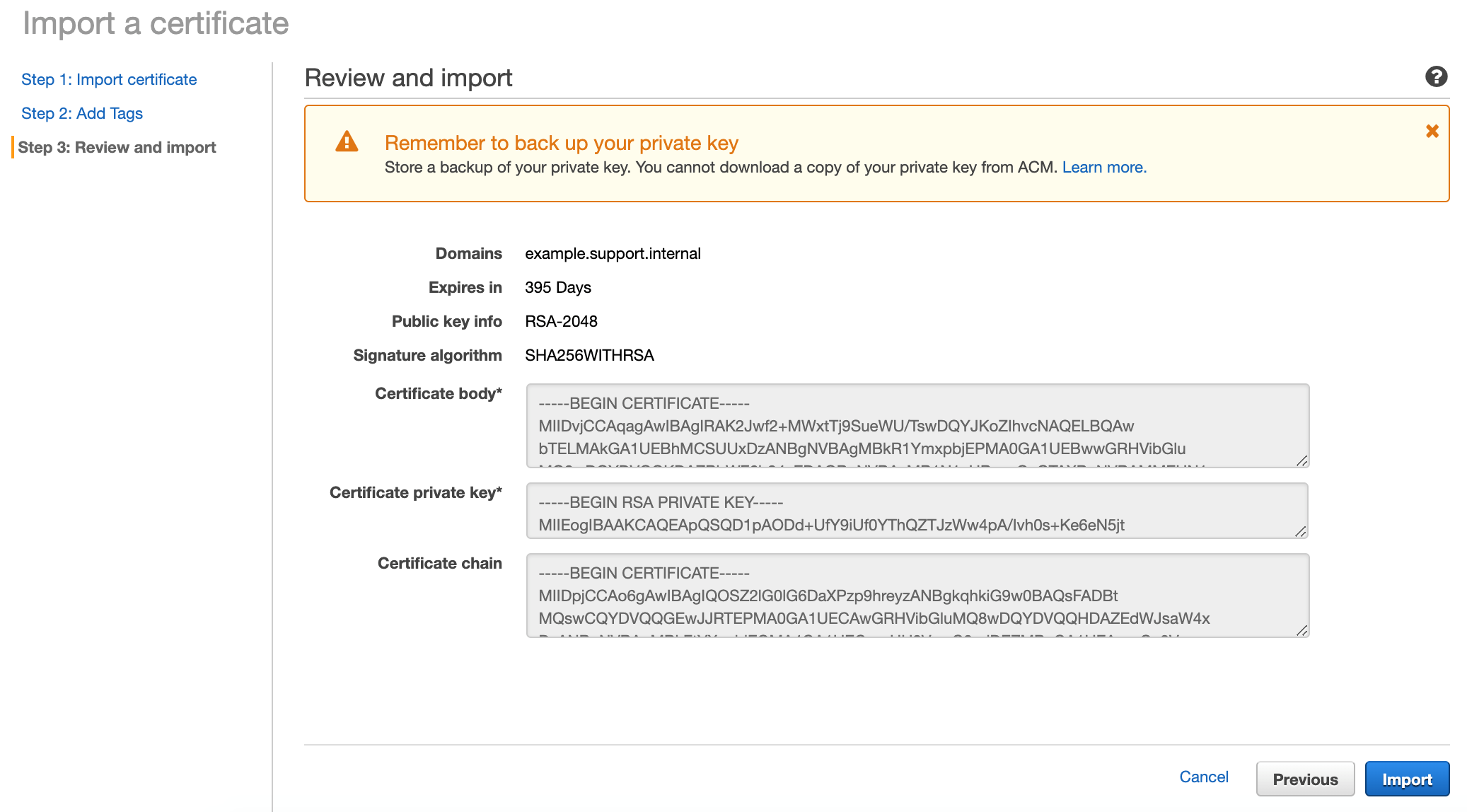 Figure 11: Review and import page