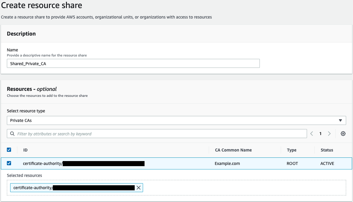 Figure 2: Creating your resource share