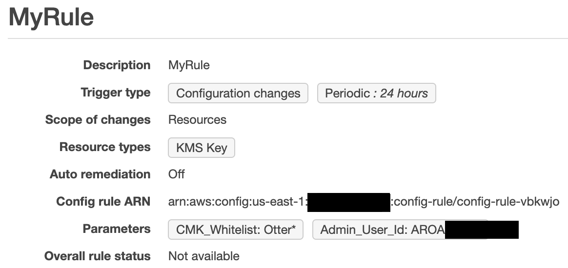 Figure 2: AWSConfigRuleKMS in the AWS Config console