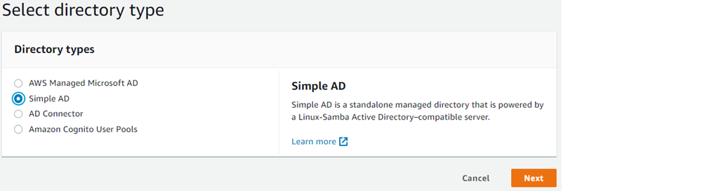 Figure 2: Select directory type