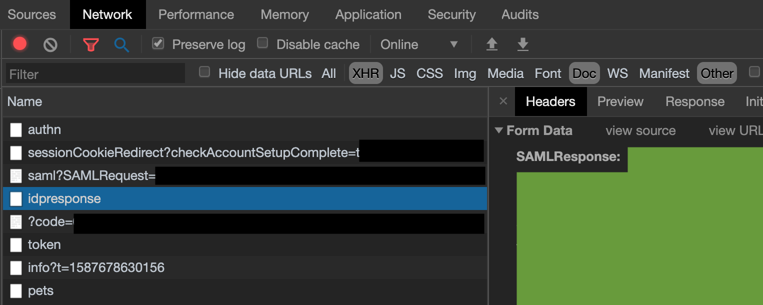 Figure 13: Inspecting the SAML response 