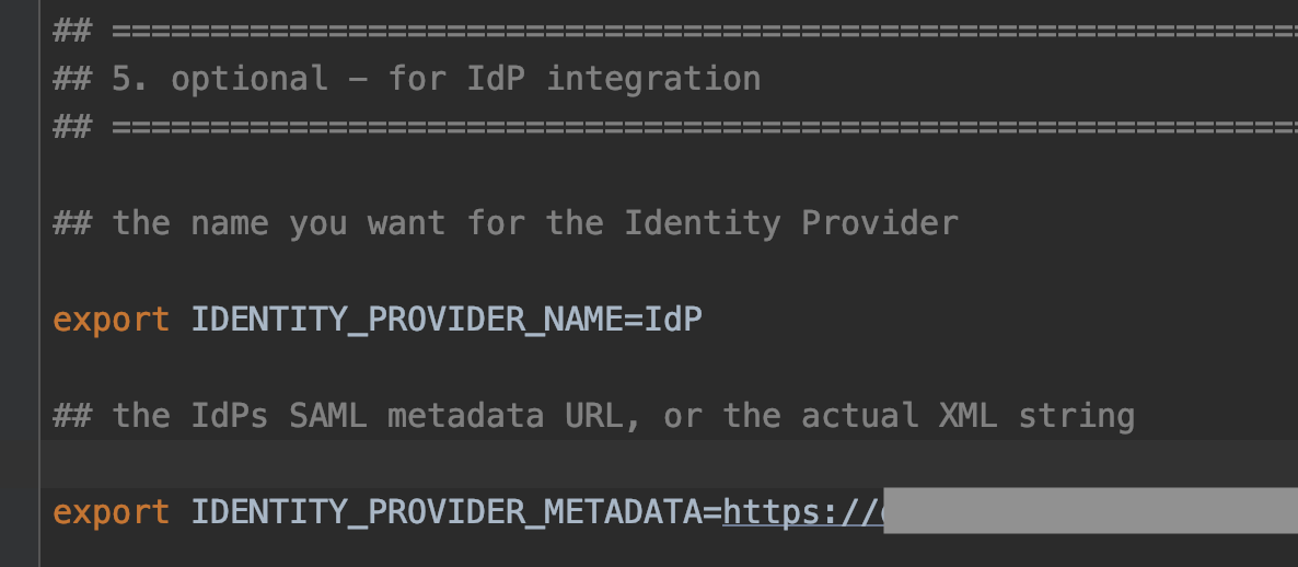 Figure 7: Editing the identity provider metadata in the env.sh configuration file