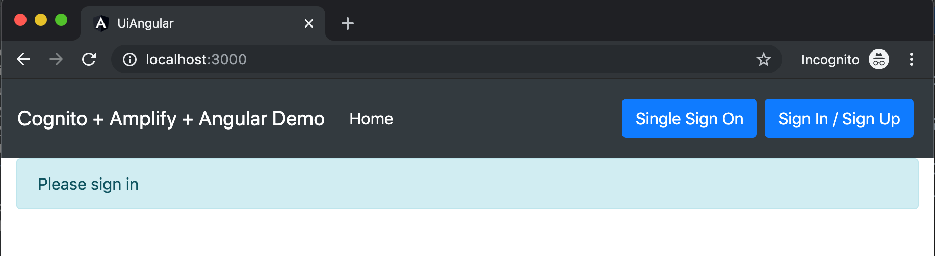 Figure 9: Private browsing sign-in screen