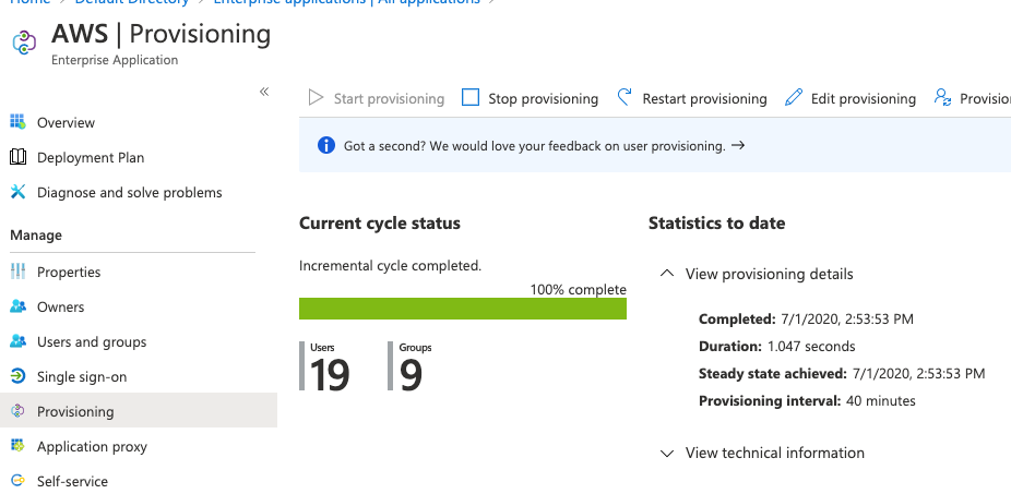Figure 13: View the Provisioning details about the job