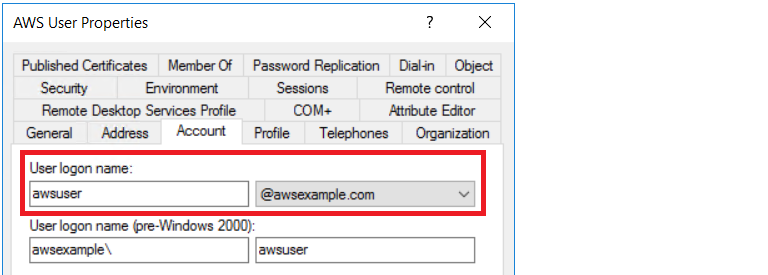 Figure 5: Example user properties