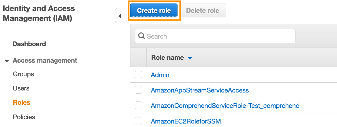 Figure 2: Create a role in the IAM console