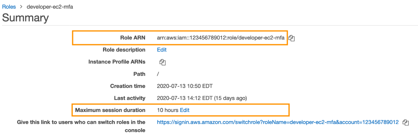 Figure 4: Summary page of the new role