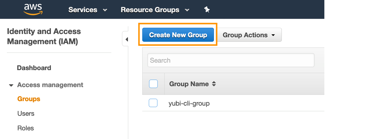 Figure 6: Create a group in the IAM console