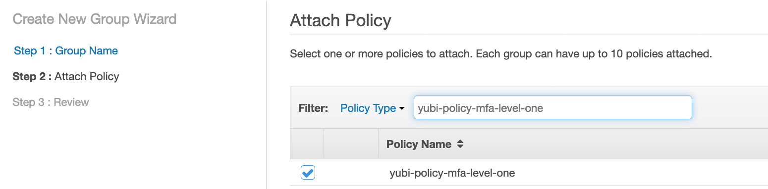 Figure 7: Attach the policy to the IAM group