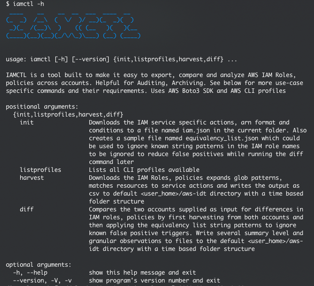 Figure 2: IAMCTL help message
