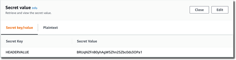 Figure 10: Secrets Manager retrieve value