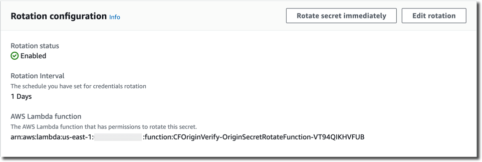 Figure 11: Secrets Manager rotation configuration