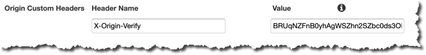 Figure 7: CloudFront Origin Custom Headers settings
