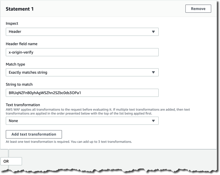 Figure 9: AWS WAF web ACL rule statement