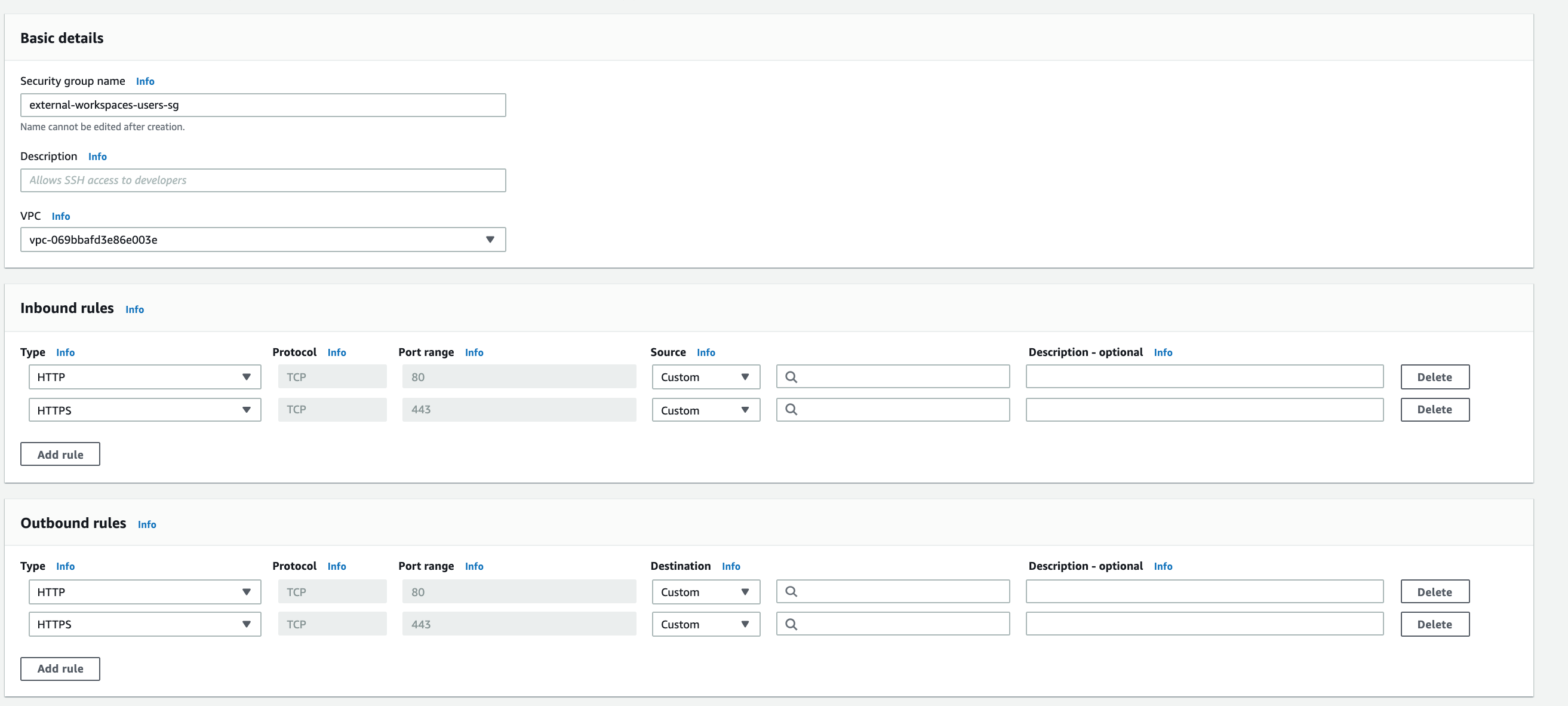 Figure 3: Configuring your security groups