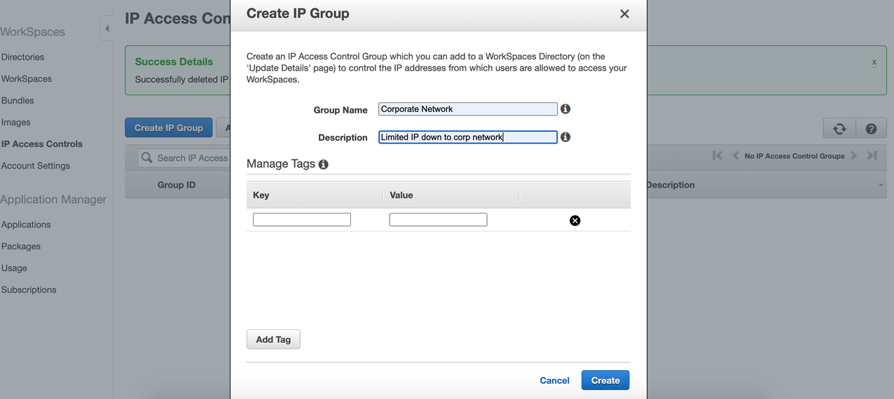 Figure 5: Creating an IP group