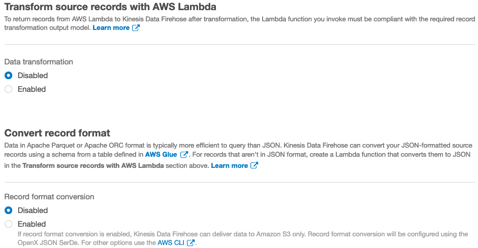 Figure 10: Setting data transformation and format conversion