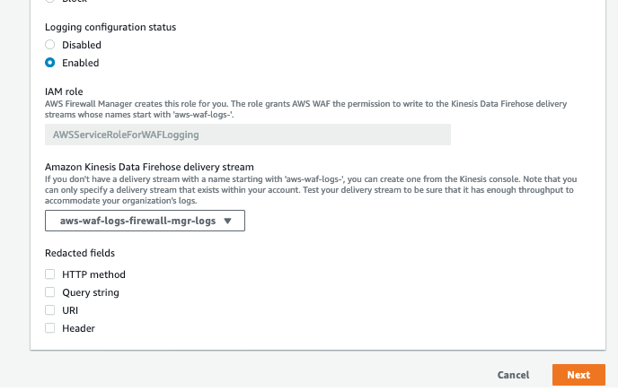 Figure 13: Enable Firewall Manager logs