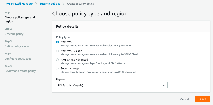 Figure 2: Choosing the policy type
