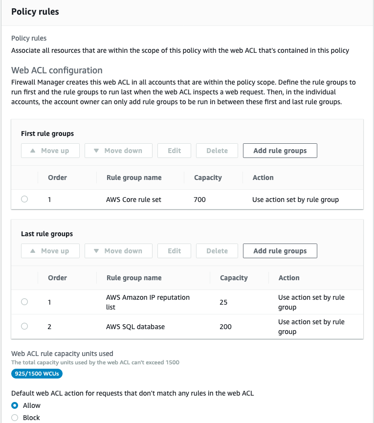 Figure 3: Updating Rule groups