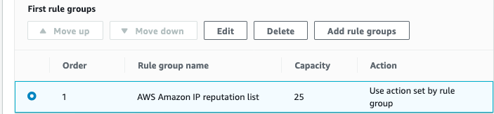 Figure 4: Edit rule group to override the default action set