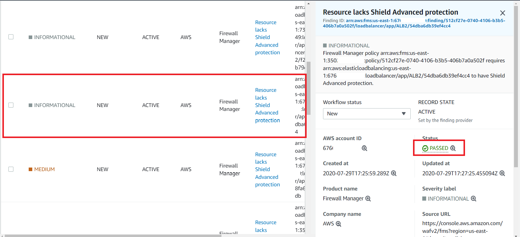 Figure 14: Security Hub with an auto-remediated compliance finding