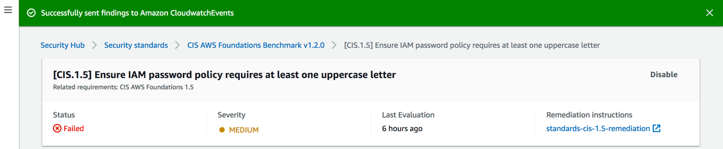 Figure 13: Sending findings to CloudWatch Events