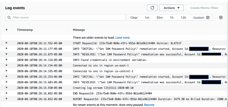 Figure 15: Lambda function log