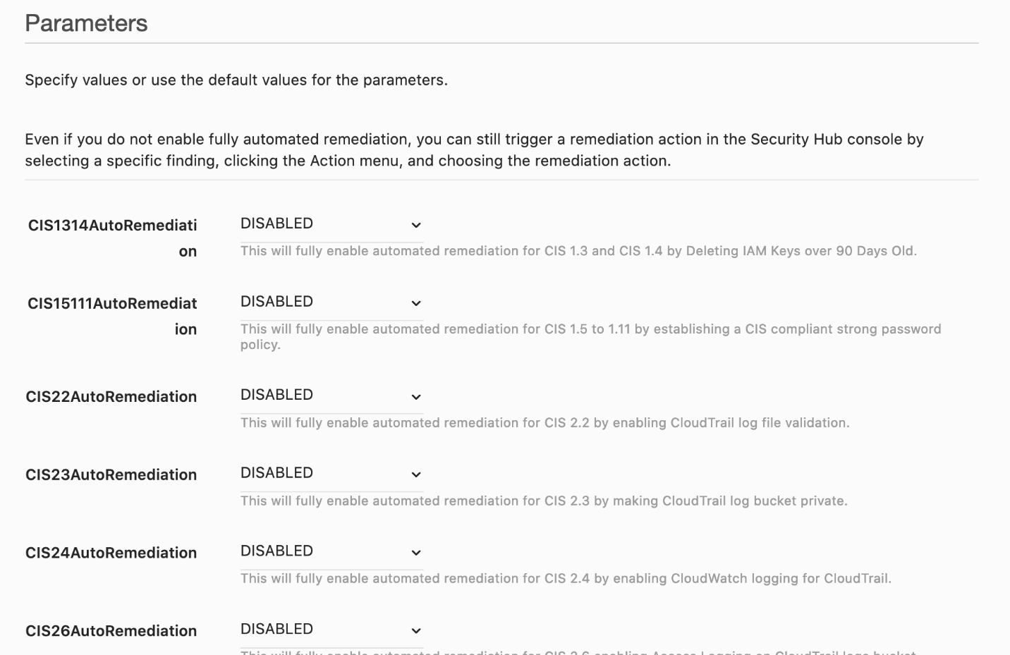 Figure 8: Enable or disable automated remediation