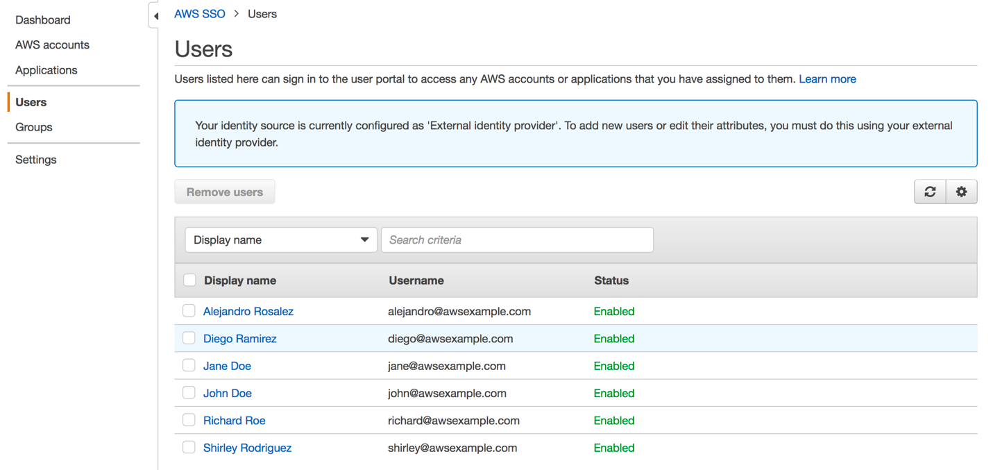 Figure 5: View the newly created users in AWS IAM Identity Center console 